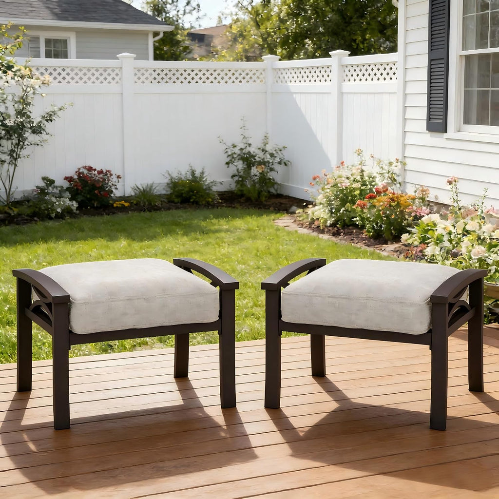 Metal Patio Ottoman Set With Cushions