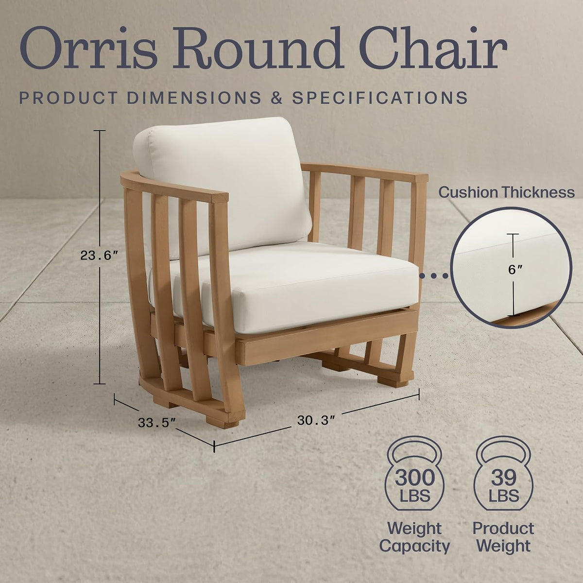 Eucalyptus Wood Outdoor Patio Armchair