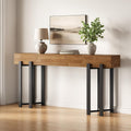 Oak Console Table Black Metal Frame