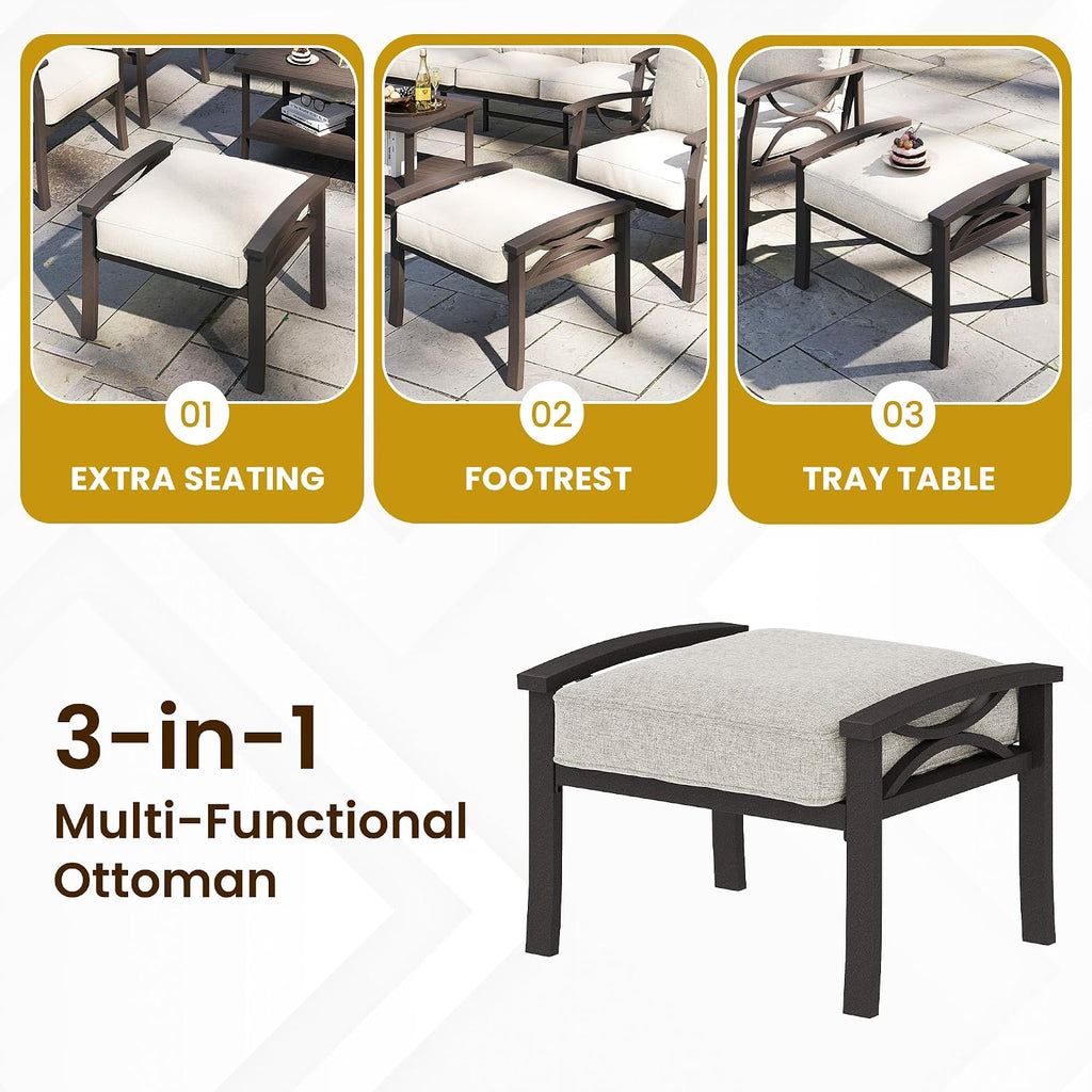 Metal Patio Ottoman Set With Cushions