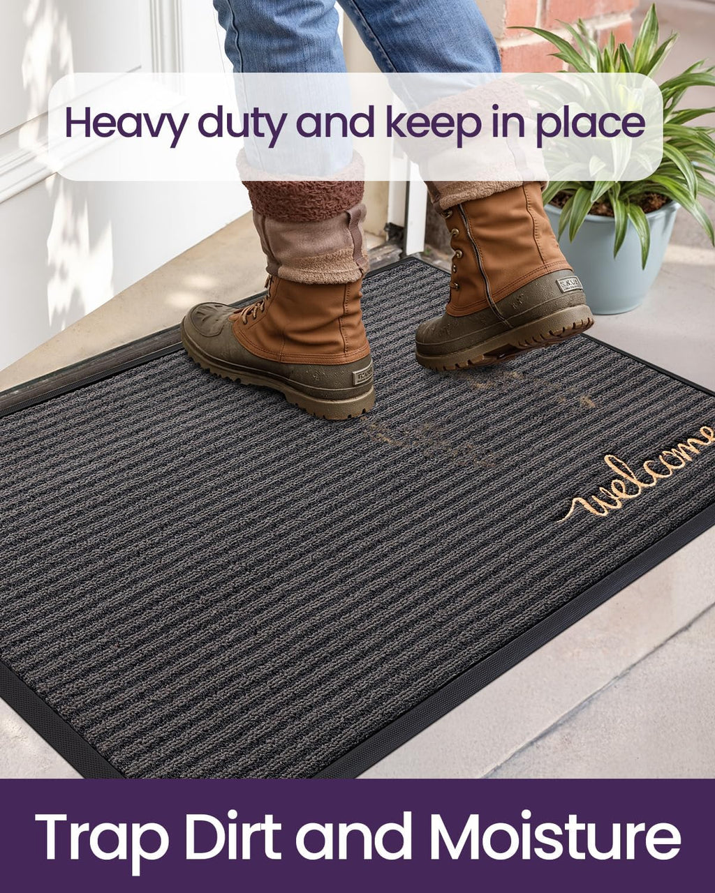 Rubber Welcome Doormat 24x36