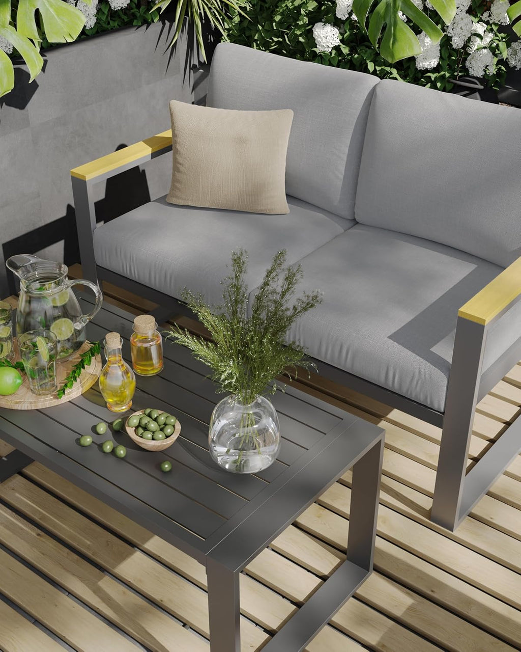 Aluminum Patio Furniture Ottoman Set