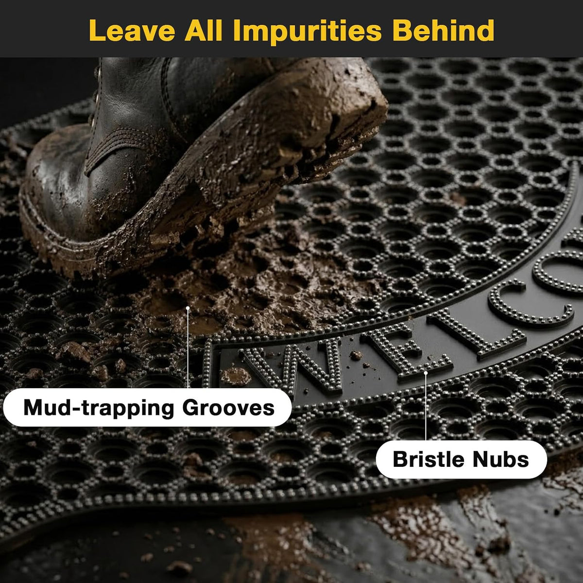 31"x47" Black Drainage Rubber Door Mat
