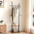 Freestanding Coat Rack with 2 Storage Shelves