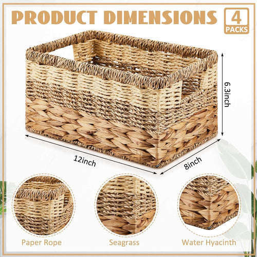 4 Pack Wicker Storage Baskets