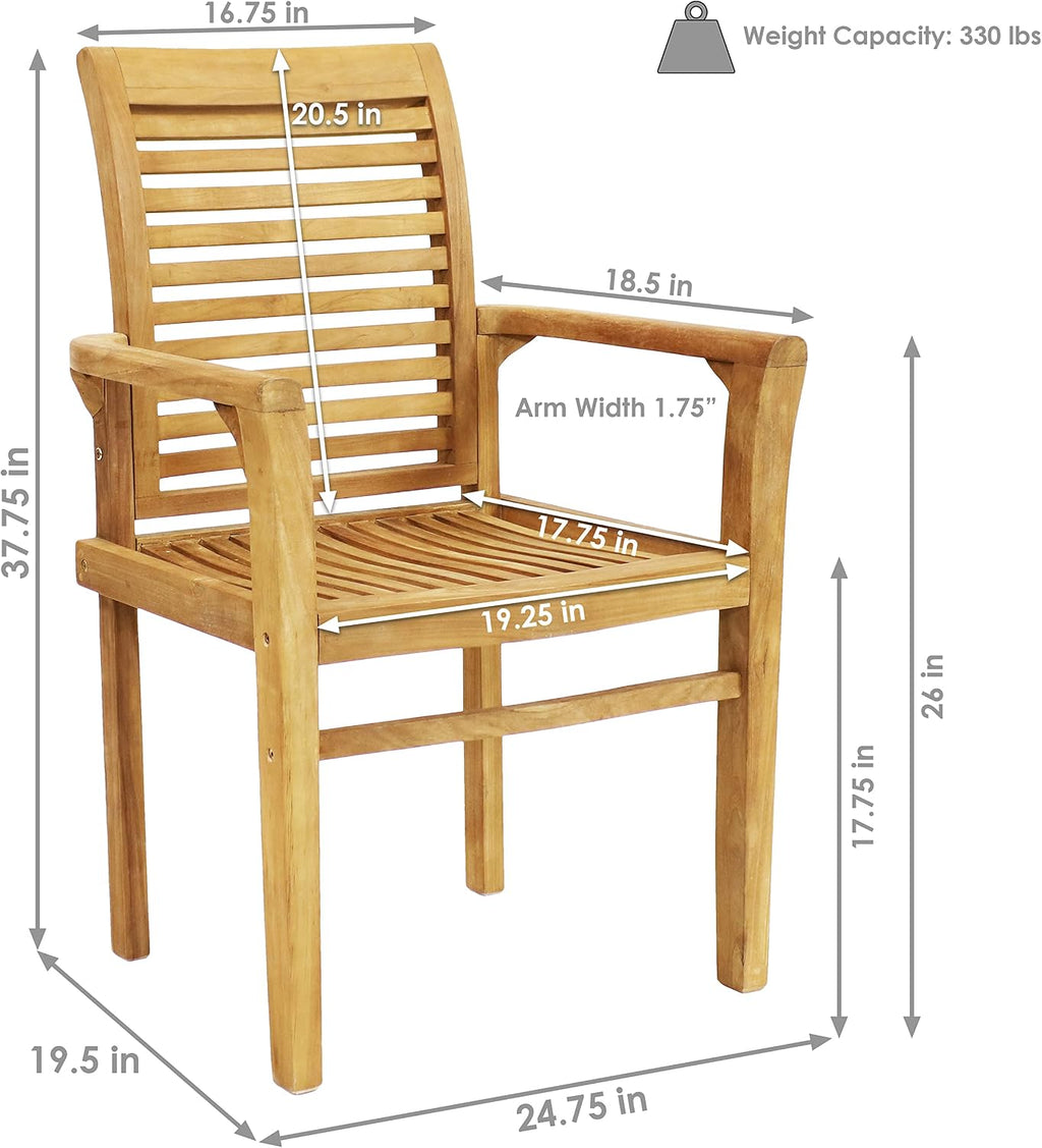 Teak Patio Dining Armchair Outdoor