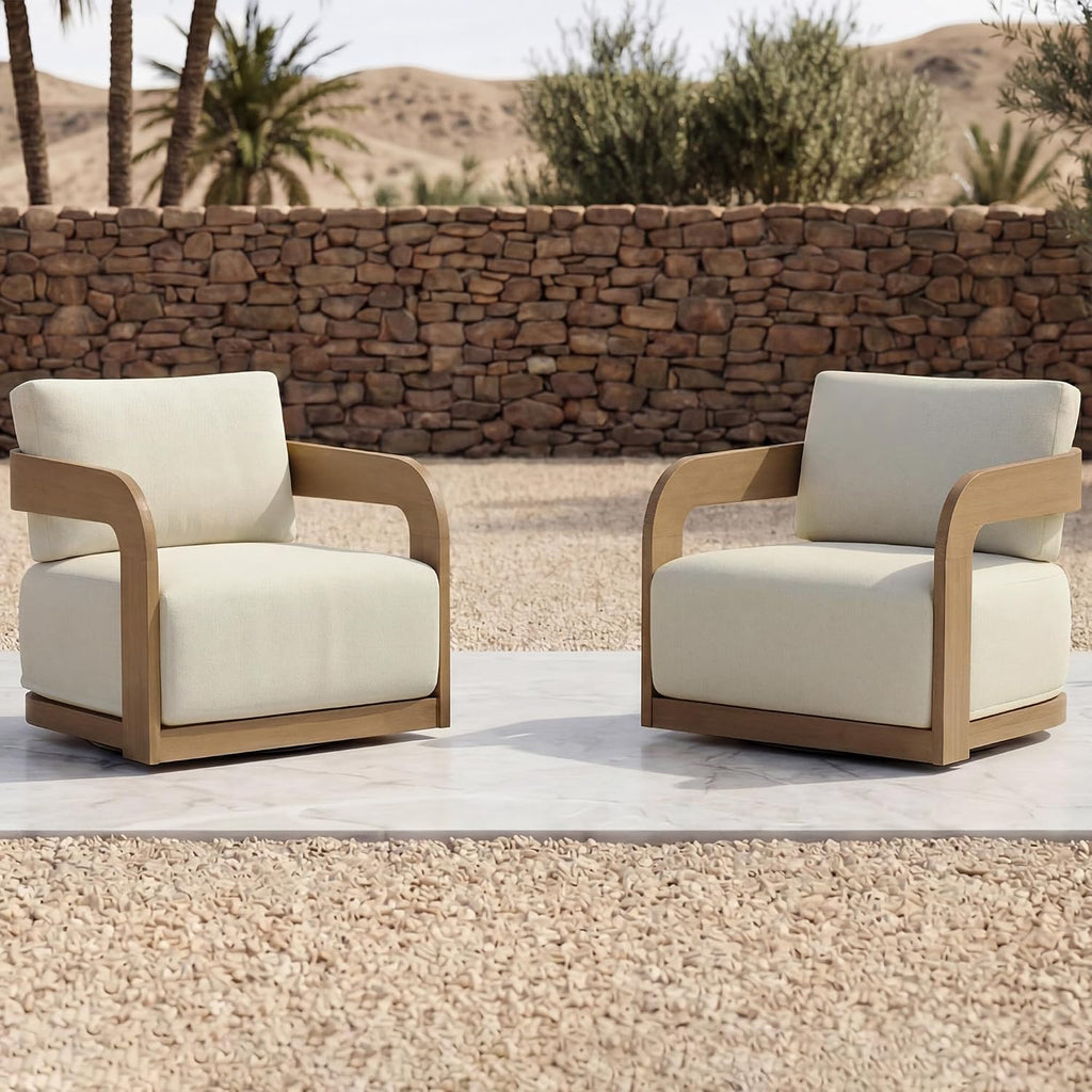 Eucalyptus Patio Swivel Chair With Cushion