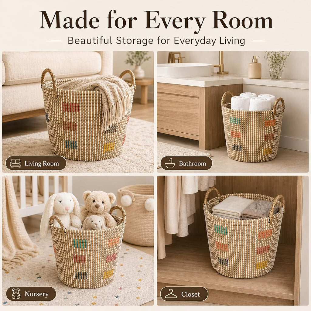 Natural Seagrass Nesting Storage Baskets Set of 3