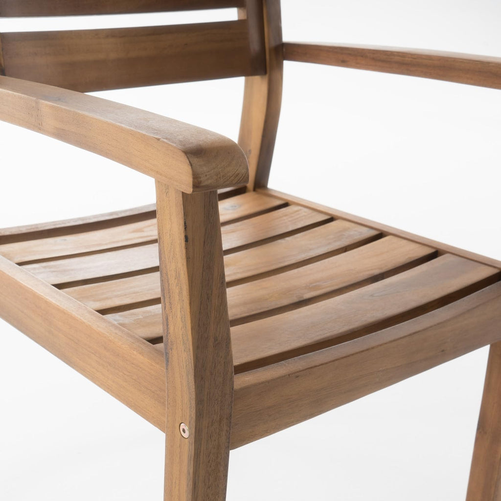 Acacia Wood Patio Dining Chair Set