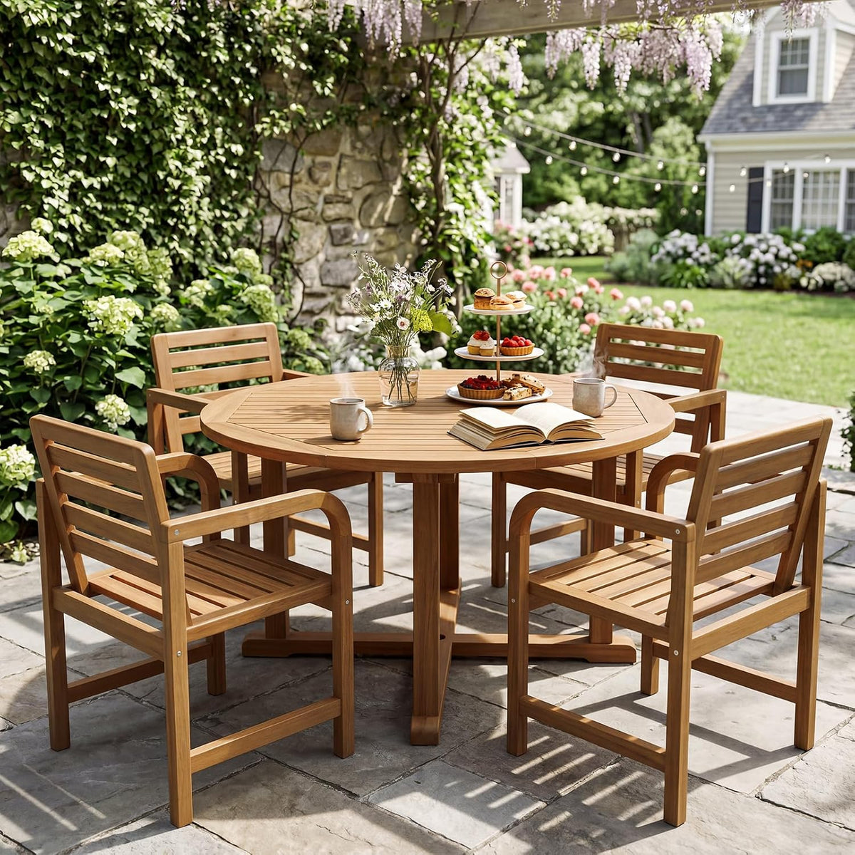 Teak Patio Outdoor Dining Armchair
