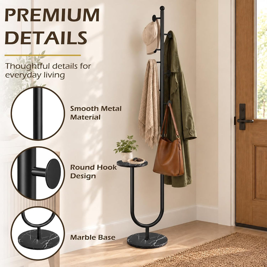 Metal Freestanding Coat Rack with Marble Base