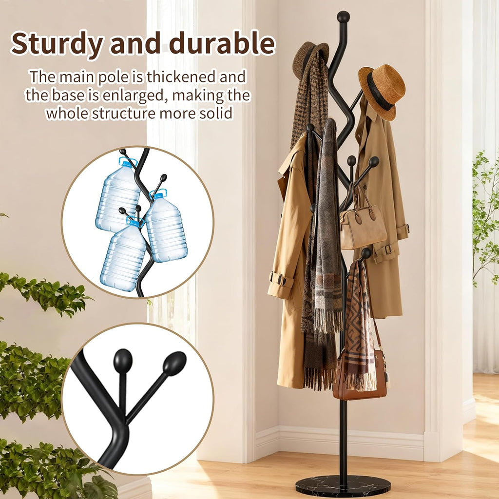 Modern Freestanding Coat Rack with Marble Base