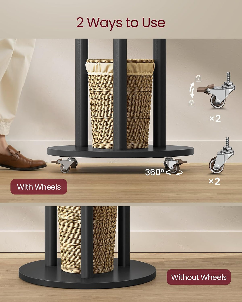 Freestanding Coat Rack with Wheels