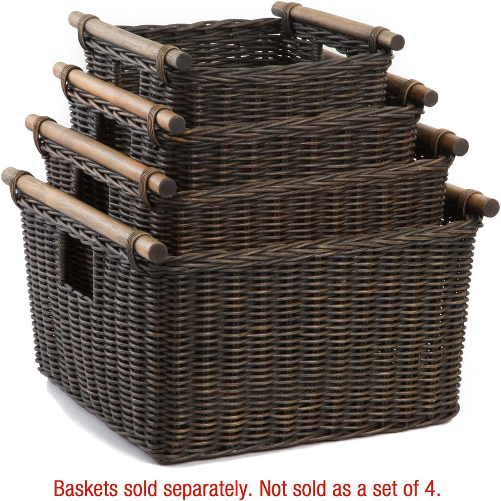 The Basket Lady Wicker Storage Basket with Pole Handle