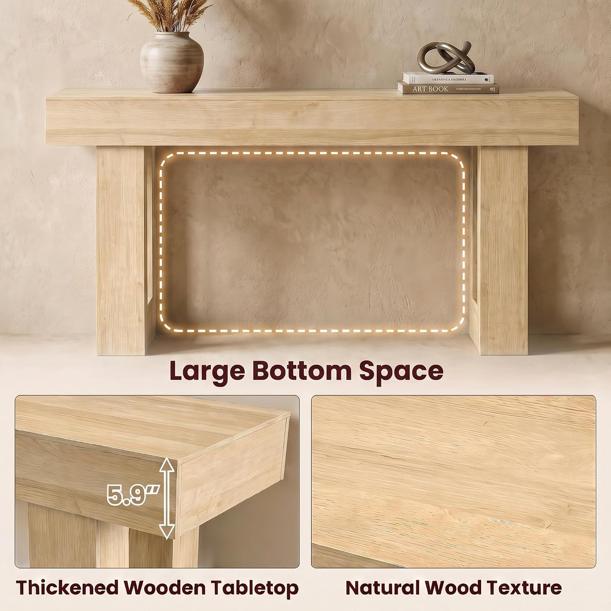 63" Wooden Console Table