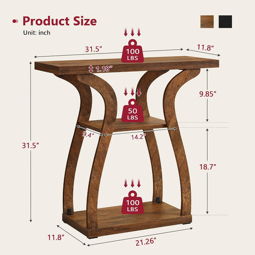 31.5" 3-Tier Farmhouse Console Table