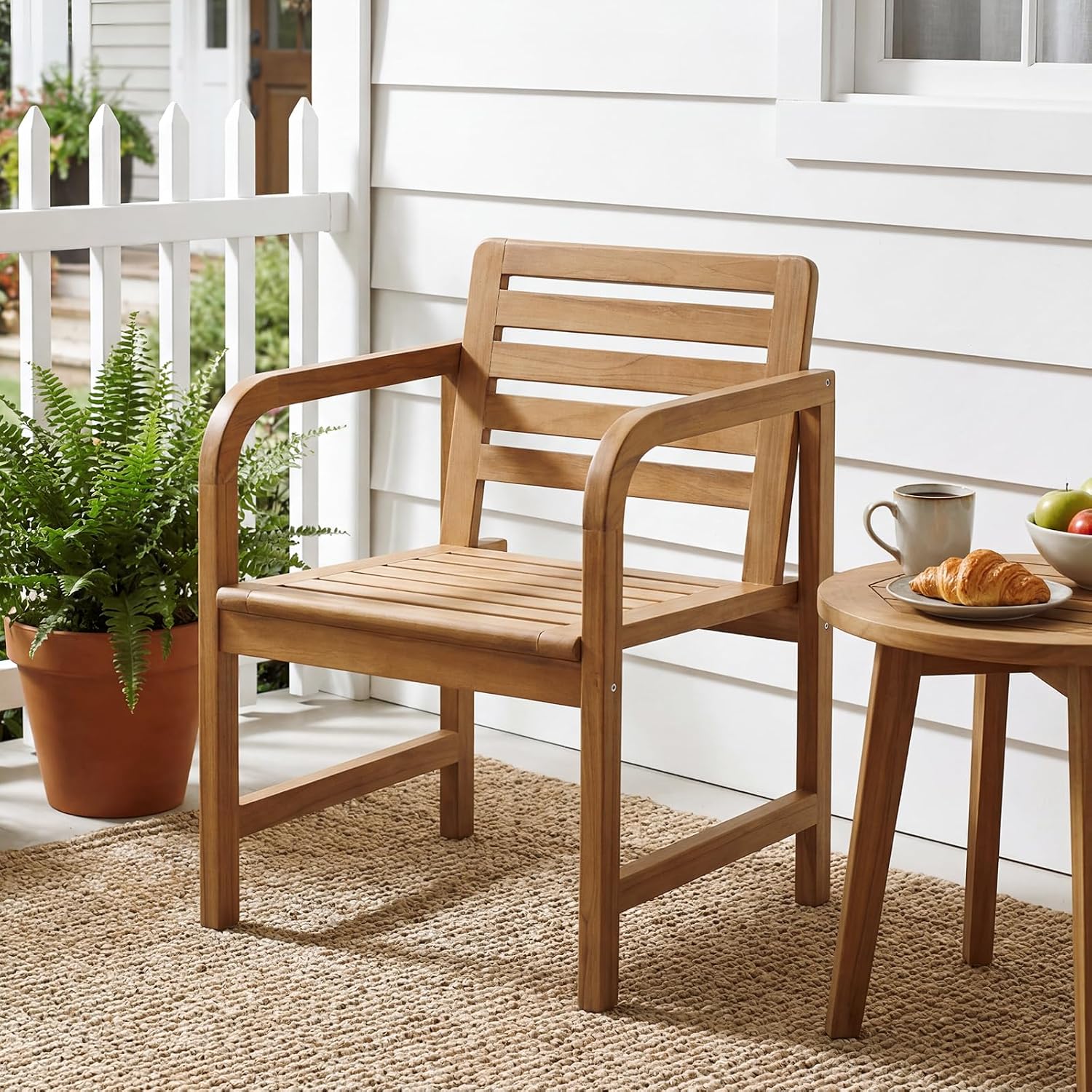 Teak Patio Outdoor Dining Armchair