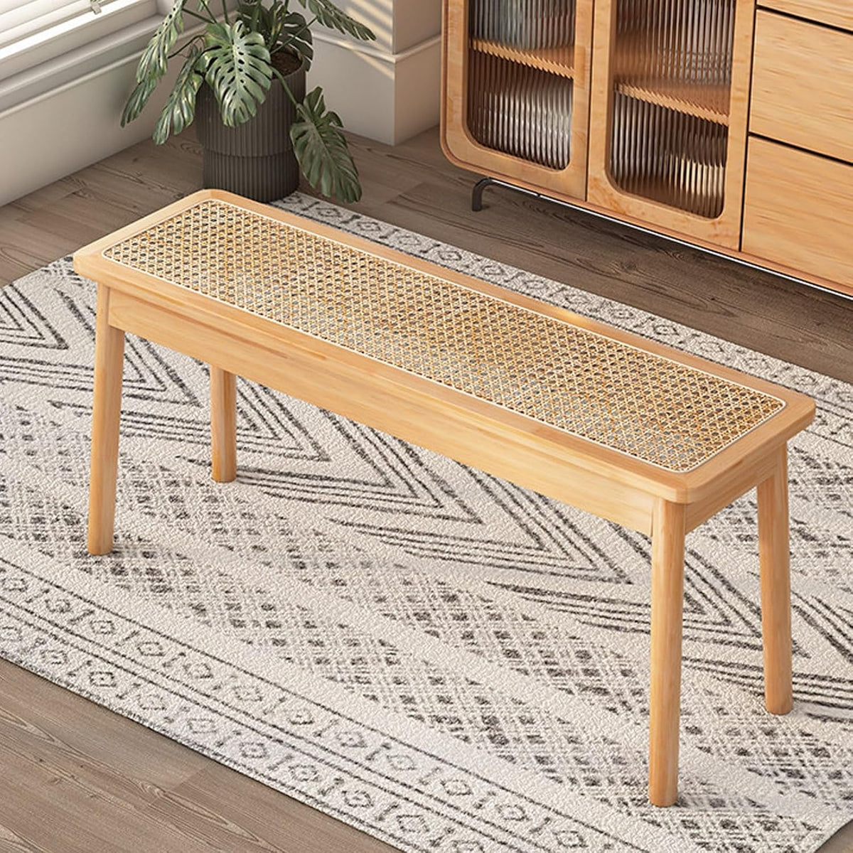 Wood Wicker Outdoor Patio Bench