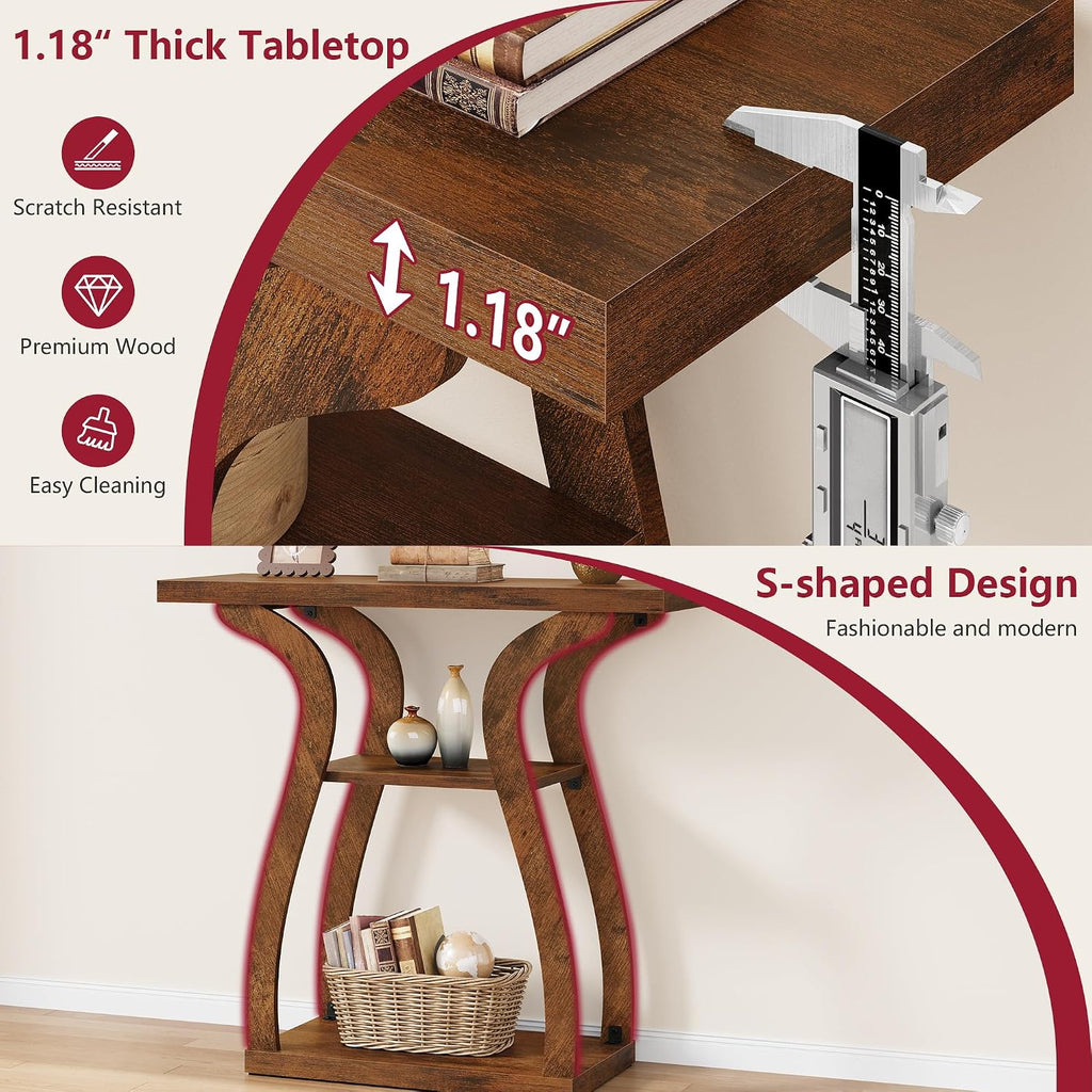 31.5" 3-Tier Farmhouse Console Table