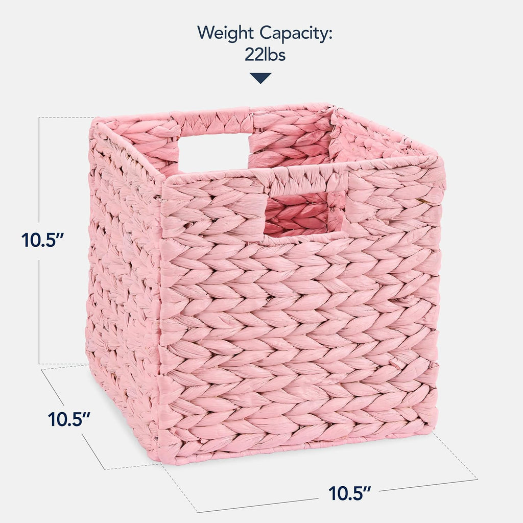 Pink Water Hyacinth Cube Baskets Set of 5