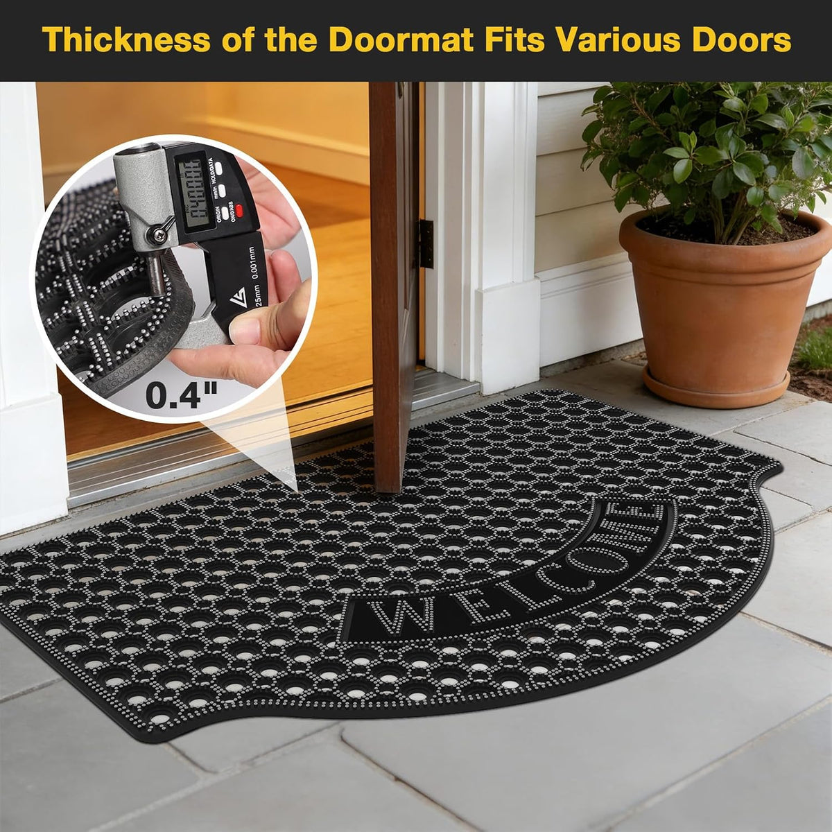 31"x47" Black Drainage Rubber Door Mat