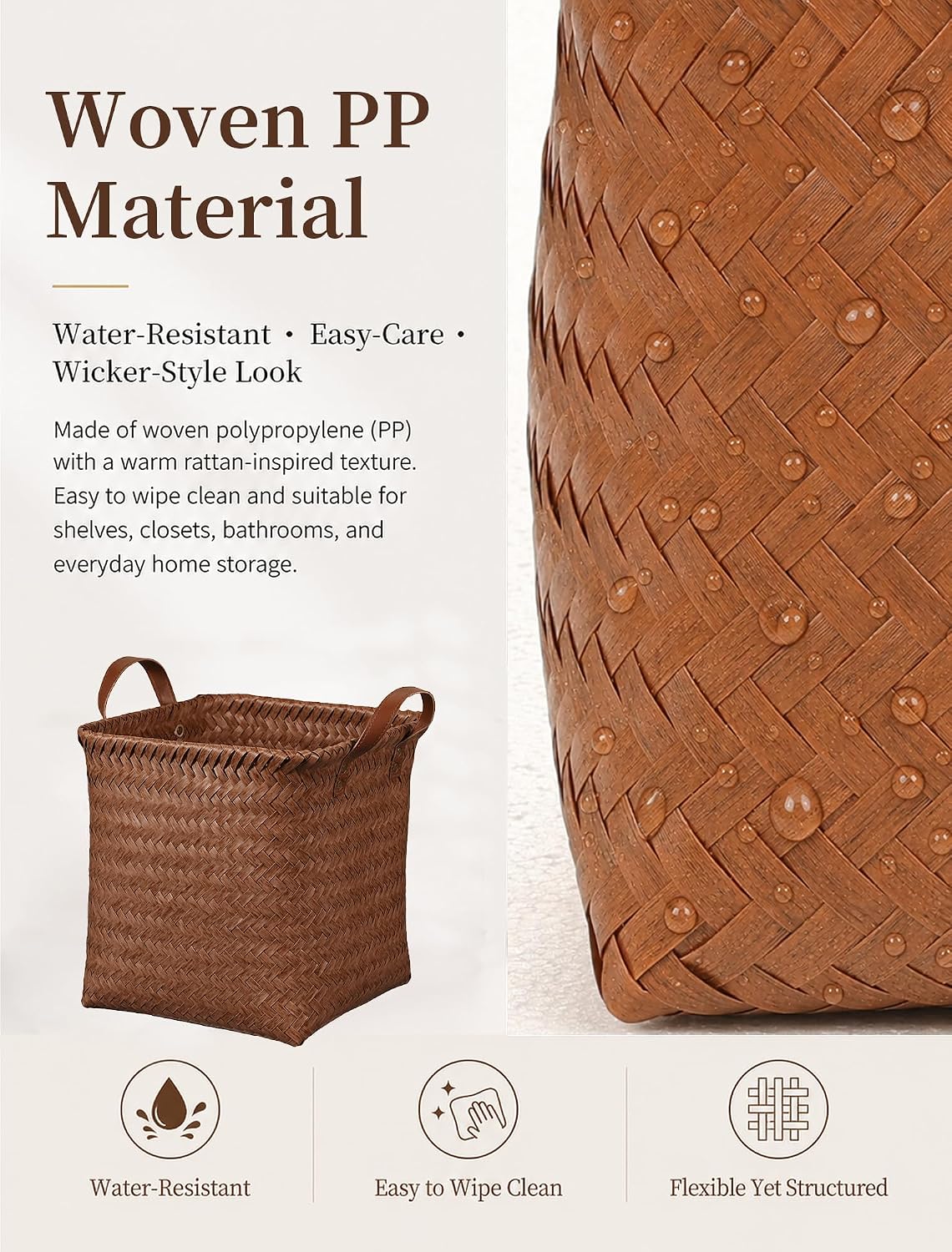 Brown Wicker Storage Baskets 4 Pack