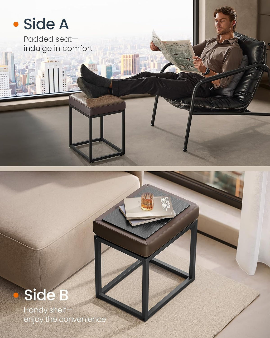 Square Ottoman Coffee Table Steel Frame