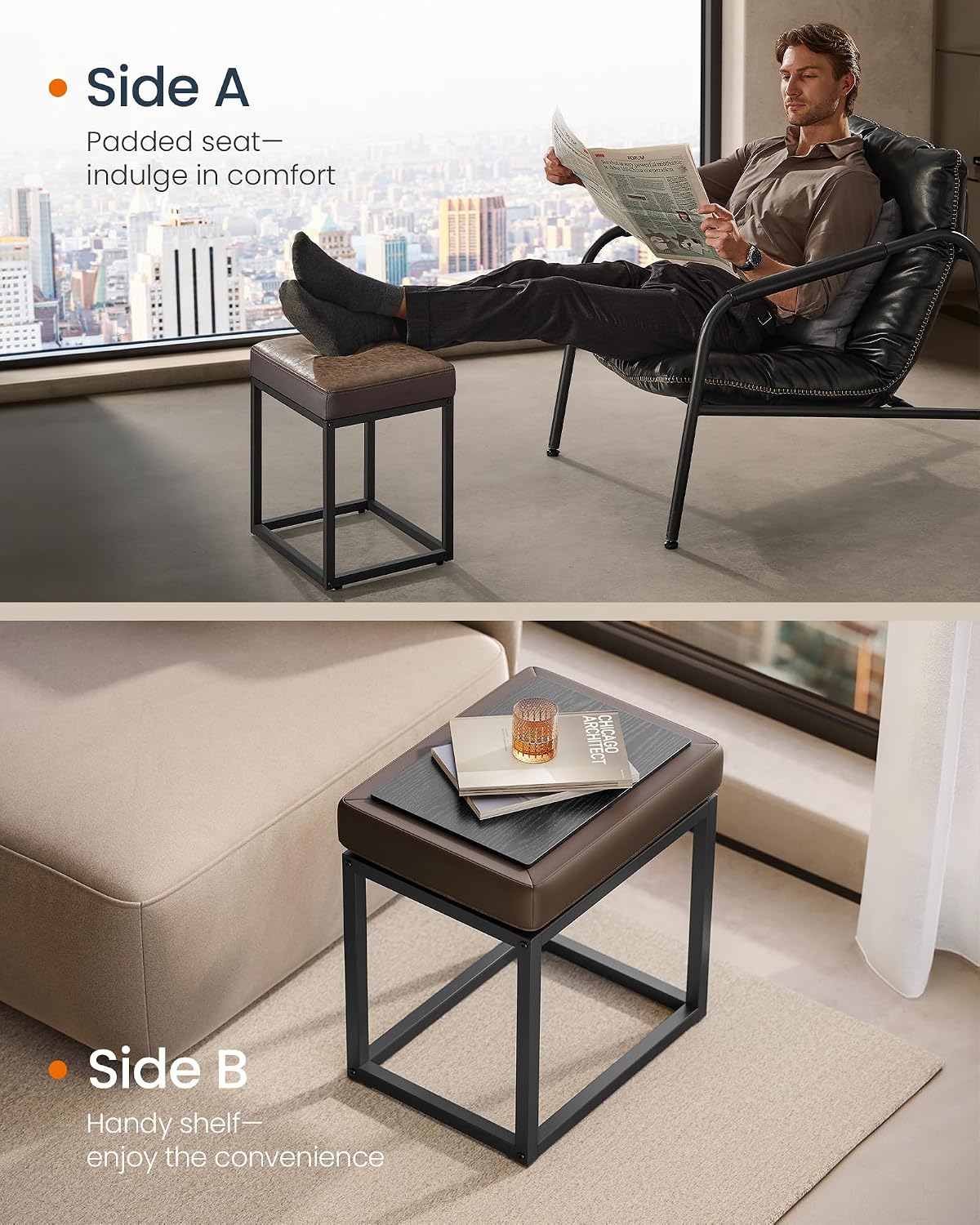 Square Ottoman Coffee Table Steel Frame