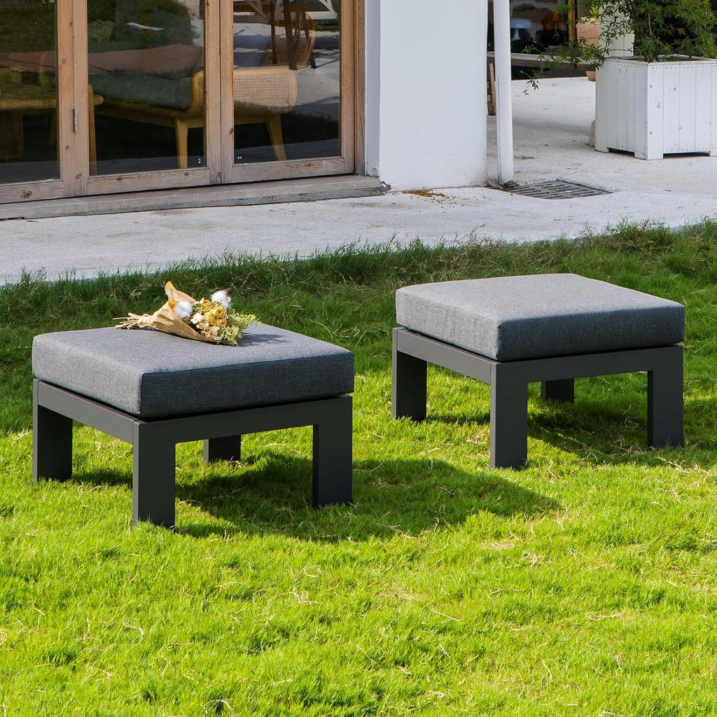 Aluminum Patio Ottoman Footstool Set