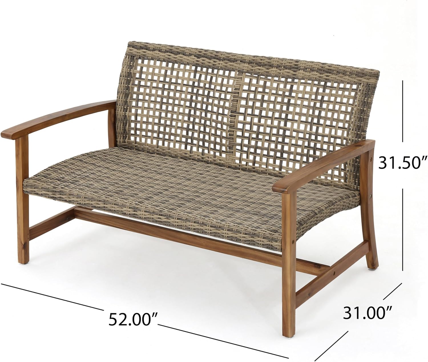 Acacia Wicker Outdoor Patio Bench