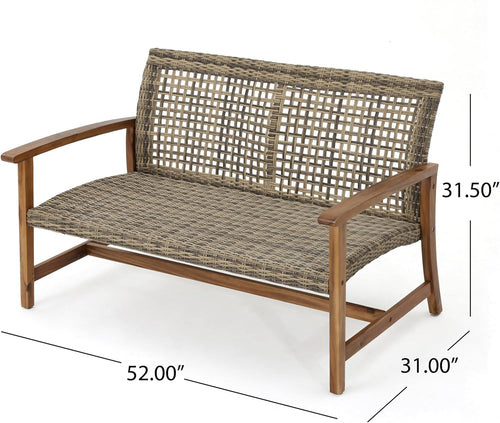 Acacia Wicker Patio Loveseat Bench