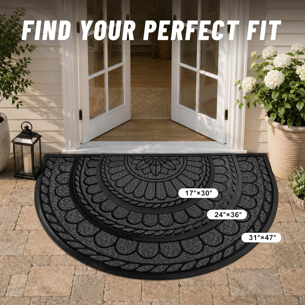Grey Half Round Door Mat 47"x32"