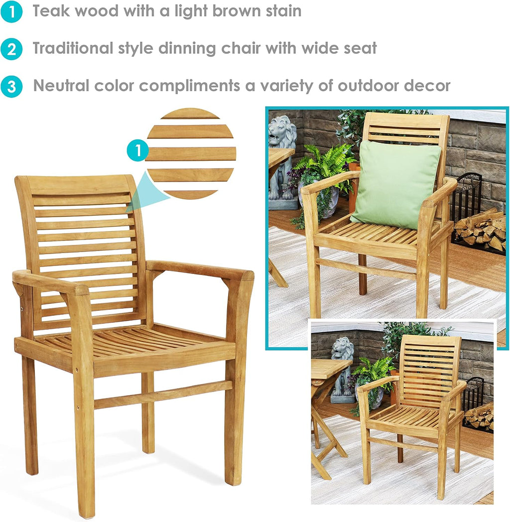Teak Patio Dining Armchair Outdoor