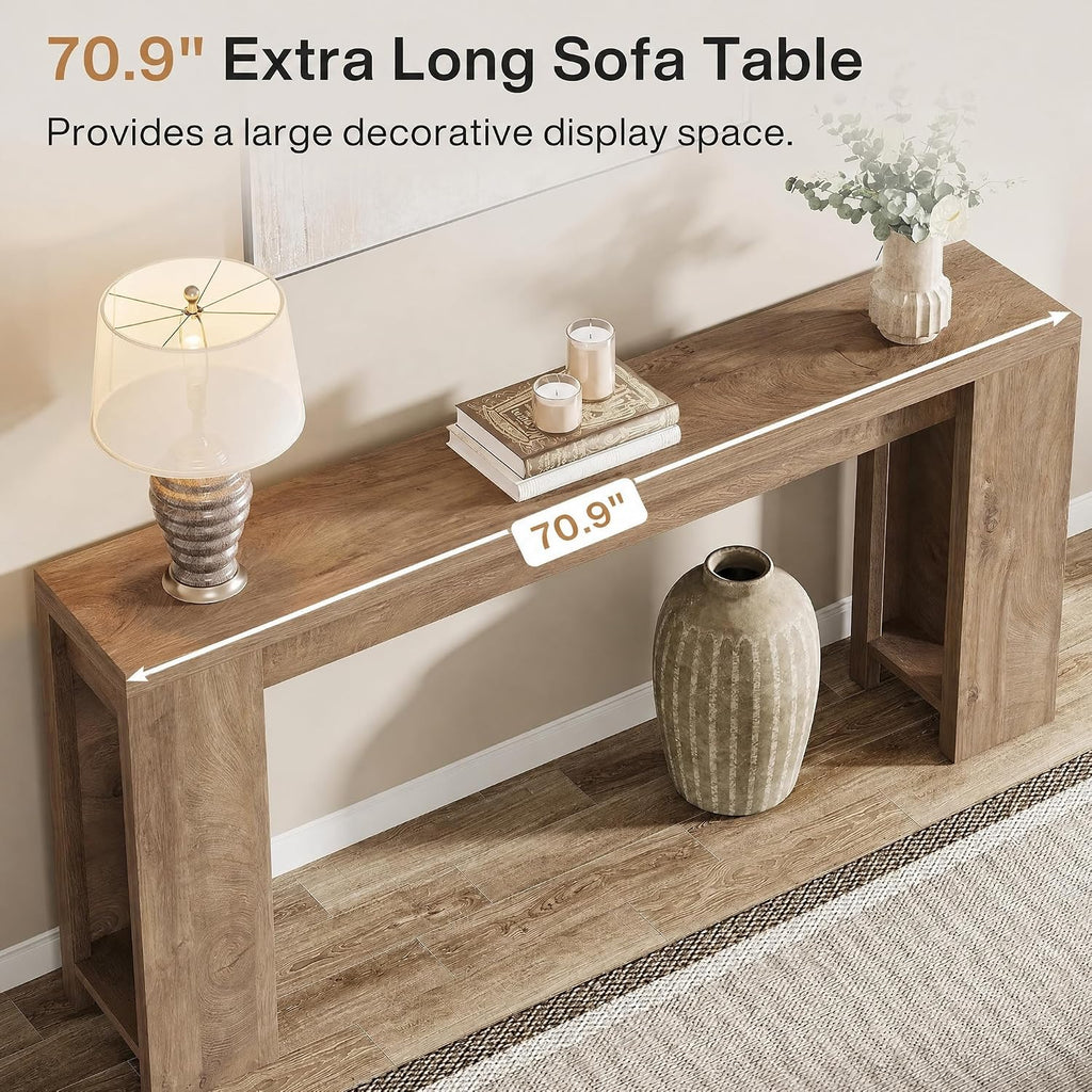 70.9" Light Brown Console Table