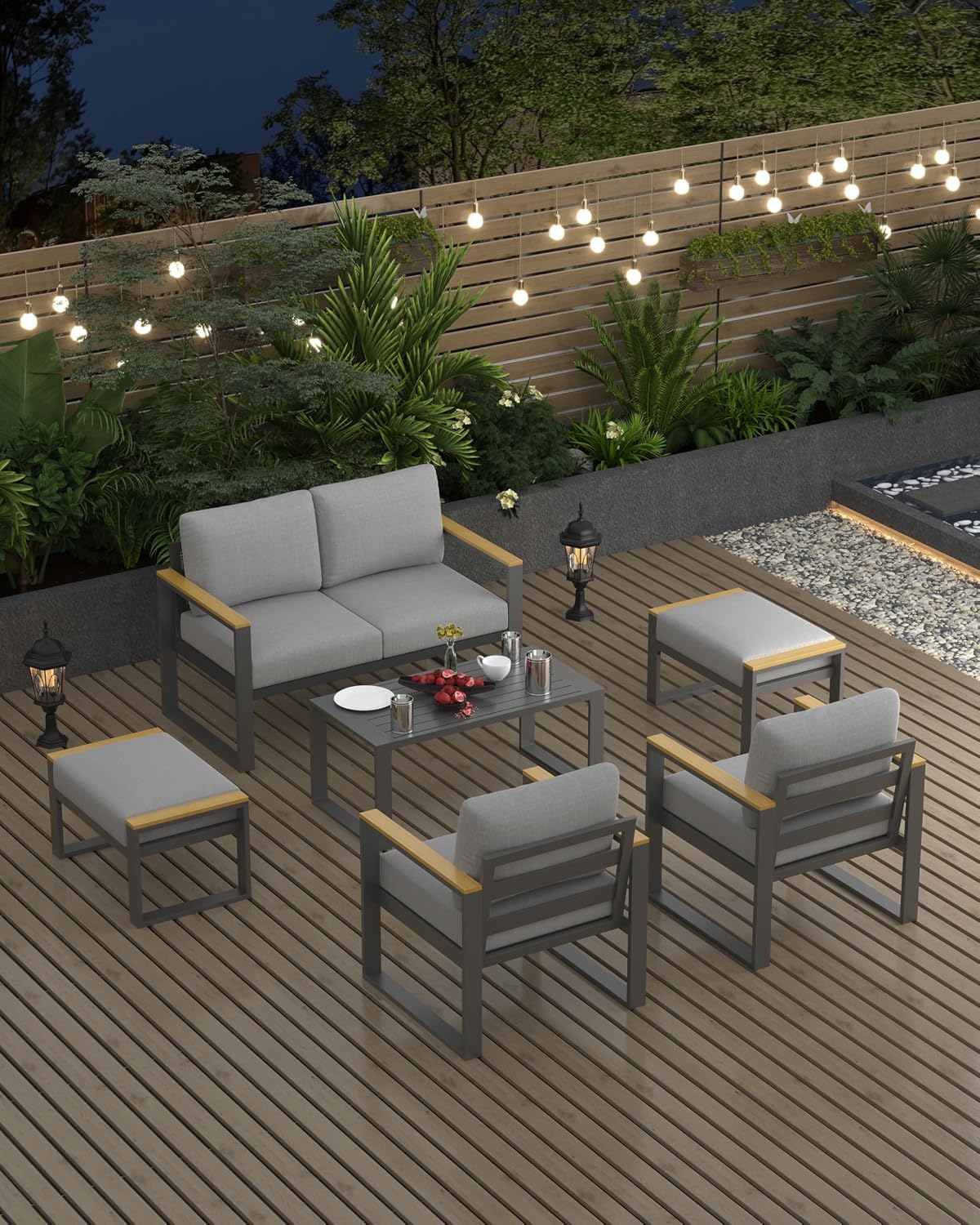 Aluminum Patio Furniture Ottoman Set