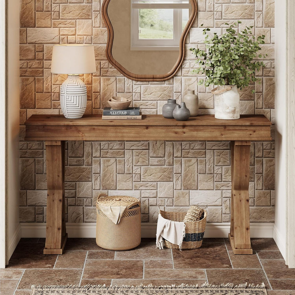63" Solid Wood Farmhouse Console Table