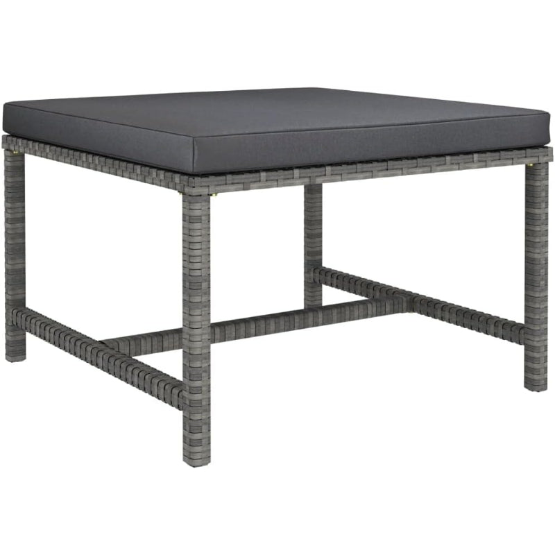 PE Rattan Steel Patio Ottoman Footrest