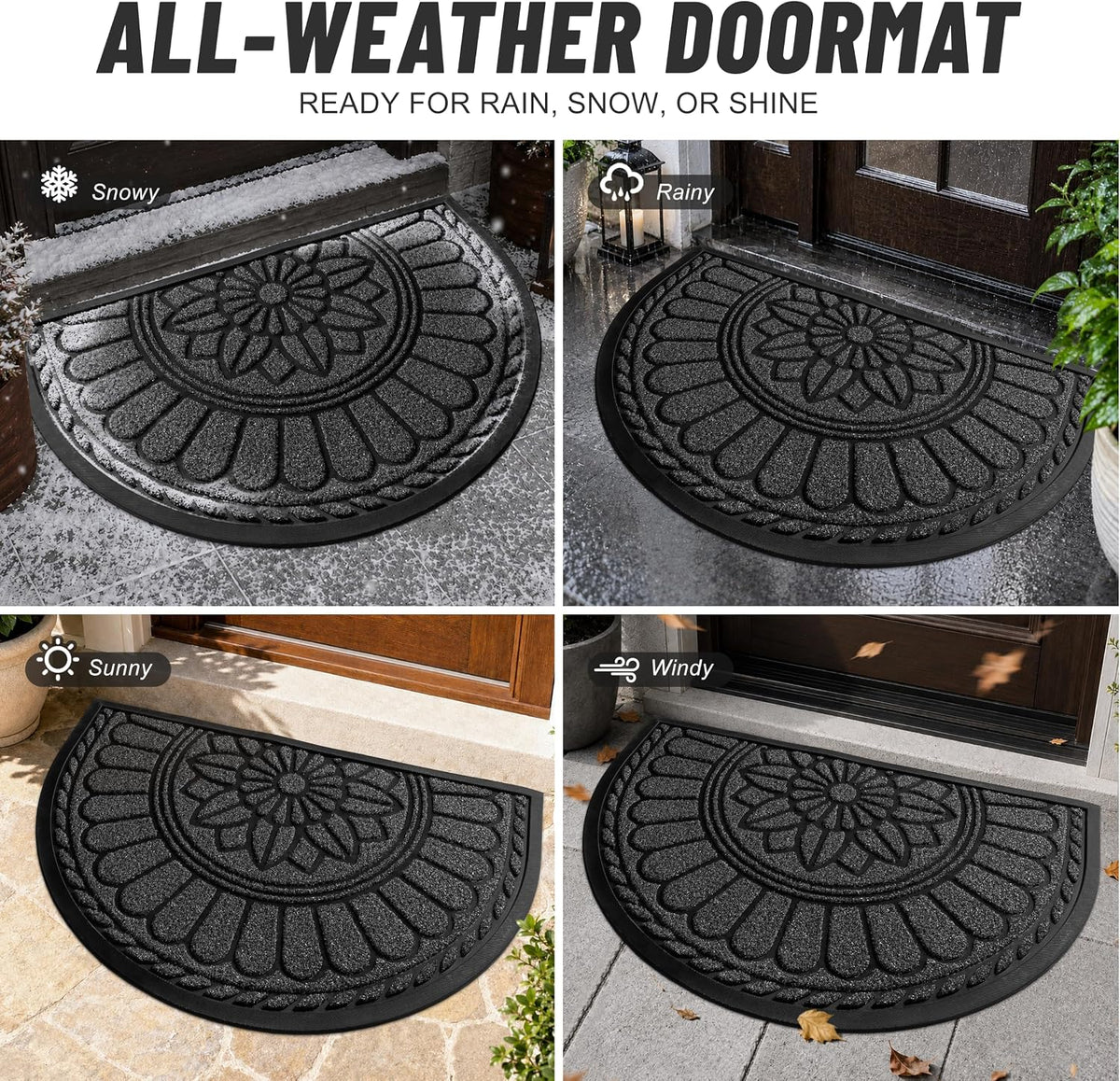 Grey Half Round Door Mat 47"x32"