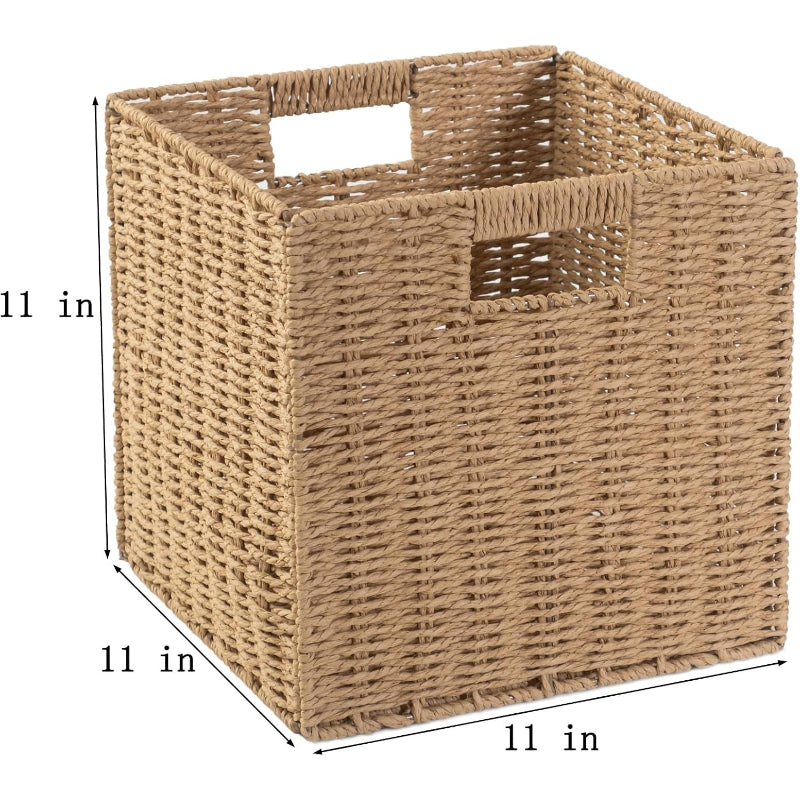 Foldable Paper Woven Cube Bins Set of 4
