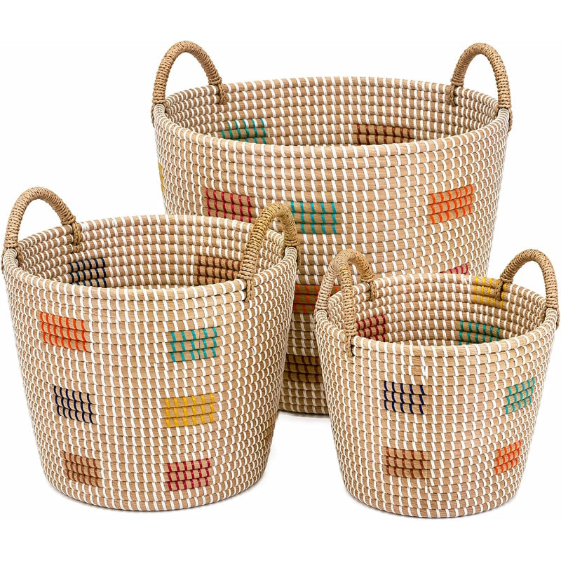 Natural Seagrass Nesting Storage Baskets Set of 3