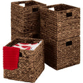 Brown Water Hyacinth Cube Baskets Set of 5