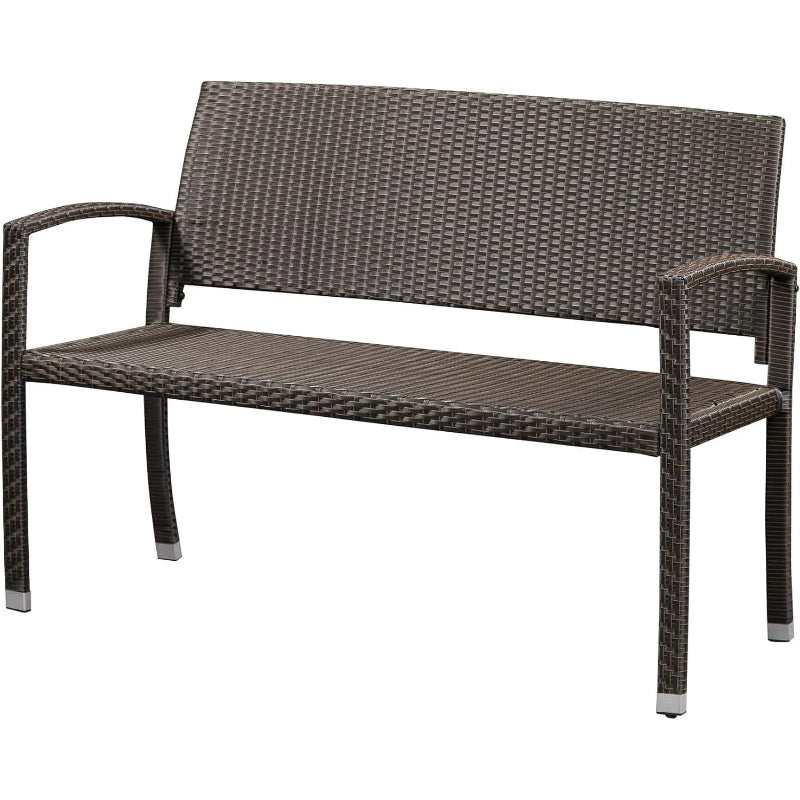 PU Wicker Steel Patio Garden Bench